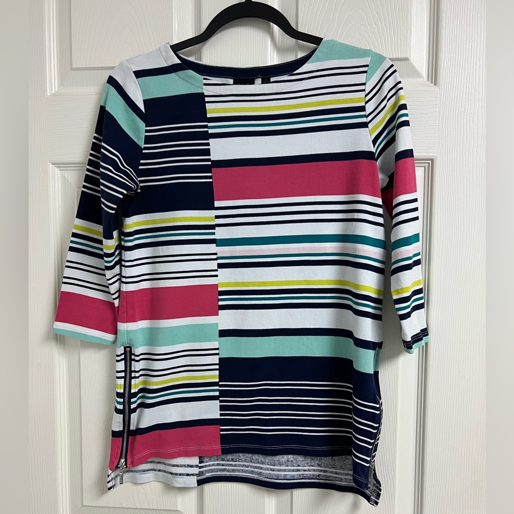 Rafaella striped top with zipper details